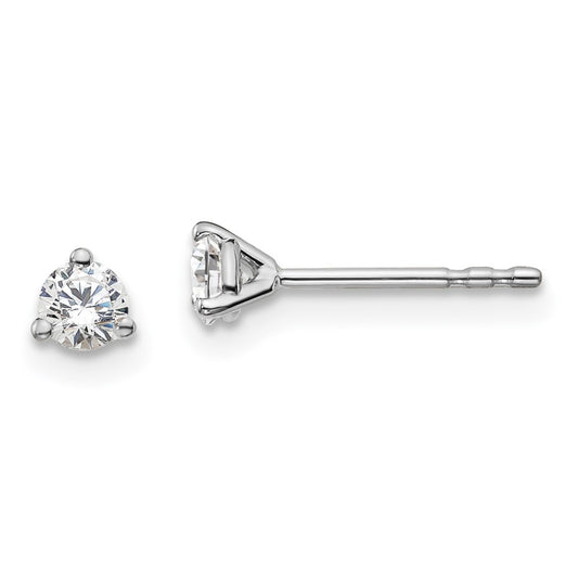 14k White Gold 1/4 ctw Certified Lab Grown Diamond VS+ F+ Round 3 Prong Heavy Wt. Stud Earrings