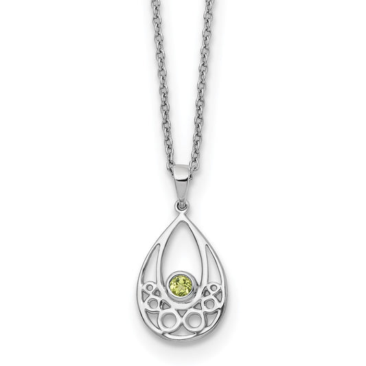 White Ice Sterling Silver Rhodium-plated 18 inch Peridot Necklace with 2 inch Extender
