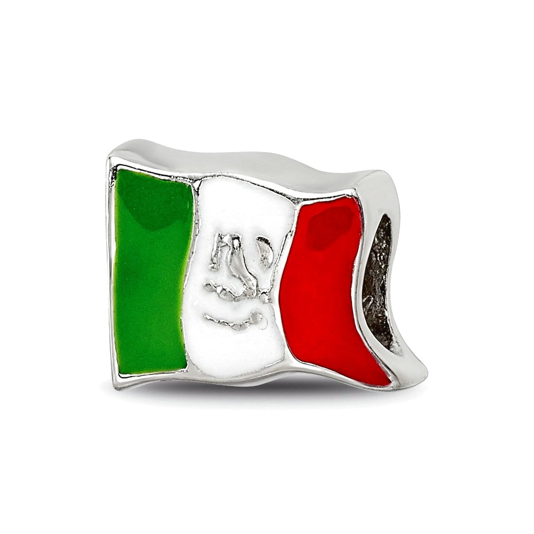 Sterling Silver Reflections Enameled Mexico Flag Bead