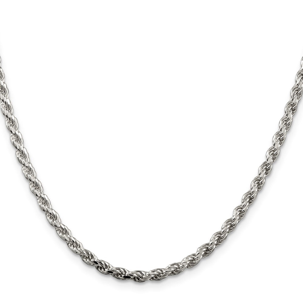 Sterling Silver 3.2mm Diamond-cut Rope Chain 36 Inches