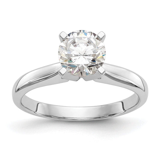 14k White Gold 3/4 carat Medium-Weight High Shoulder Airline Half-Round 4-Prong Round Solitaire Ring Mounting (No Stone Included)