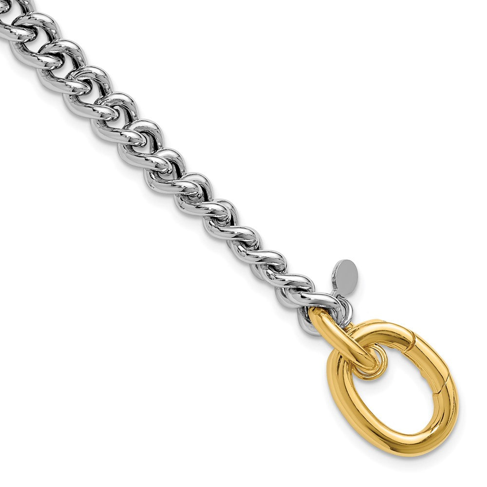 Sterling Silver Rhodium and Gold-plated with Curb Link Bracelet 7.5  inches