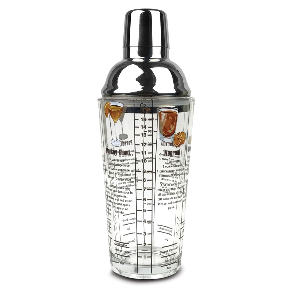 16 ounce Gin Recipes Printed Glass Cocktail Shaker Q-GM22646