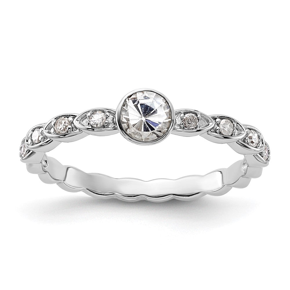 Sterling Silver White Topaz and Diamond Ring