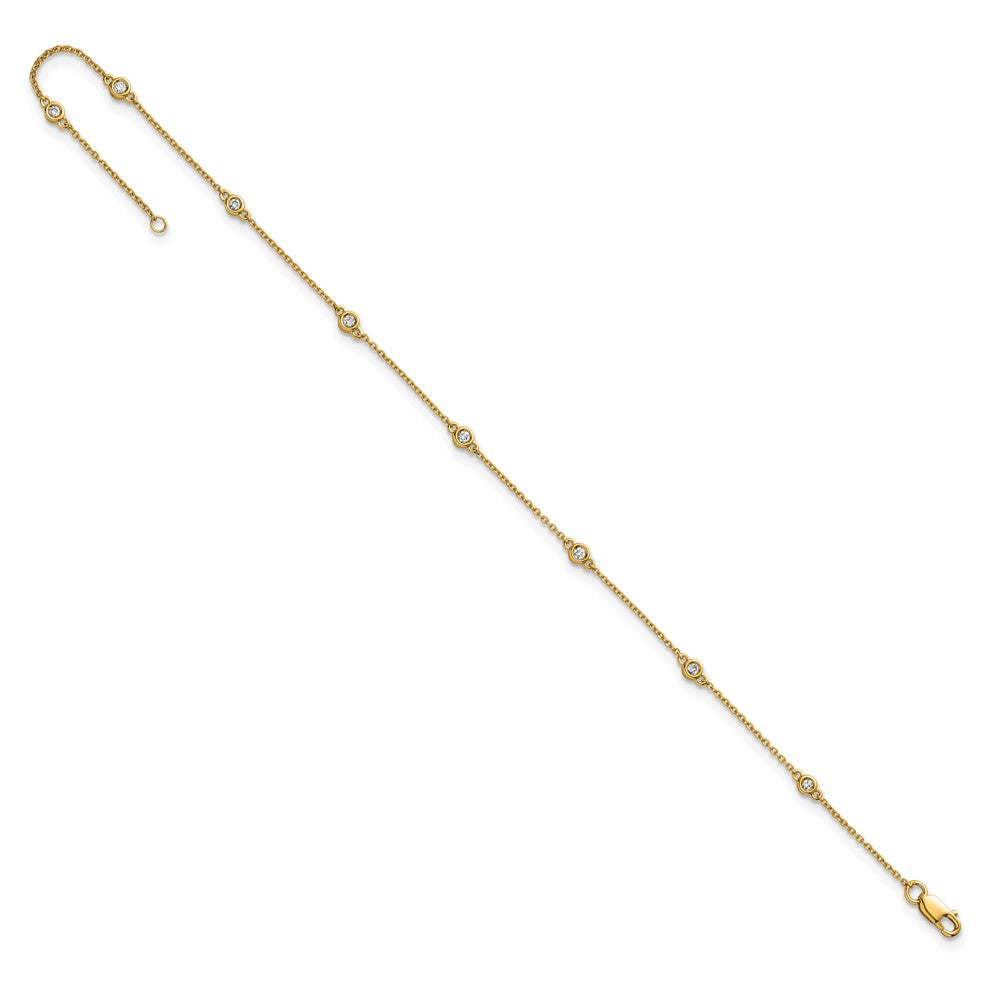 14k Diamond Station Cable Anklet