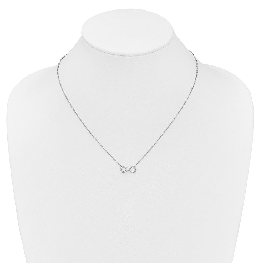 14k White Gold Polished Diamond Infinity Symbol 18 inch Necklace
