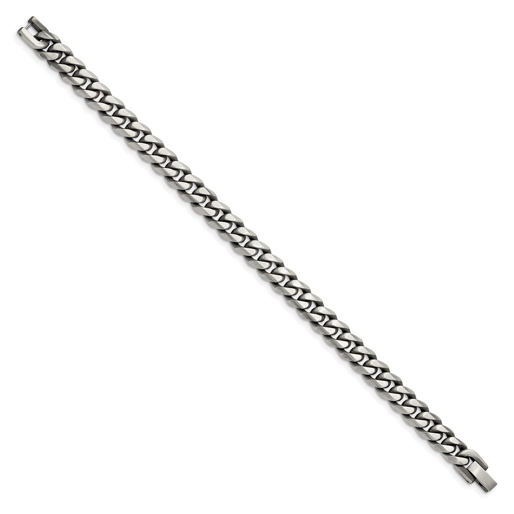 Stainless Steel Antiqued and Brushed 9mm Curb 8.25in Bracelet 8.25 inches