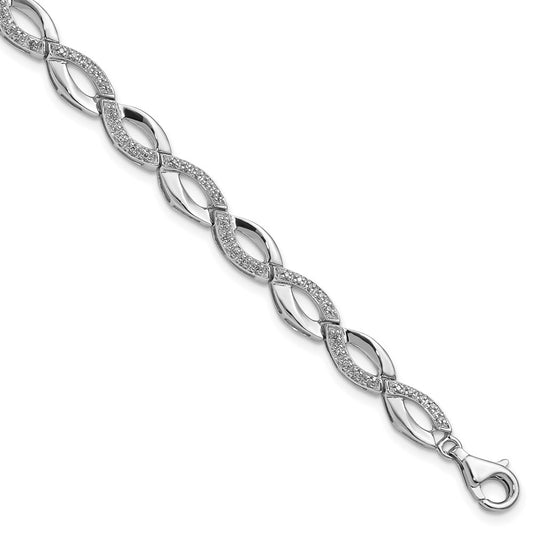 Sterling Silver Rhodium-plated Diam. Bracelet 7 inches