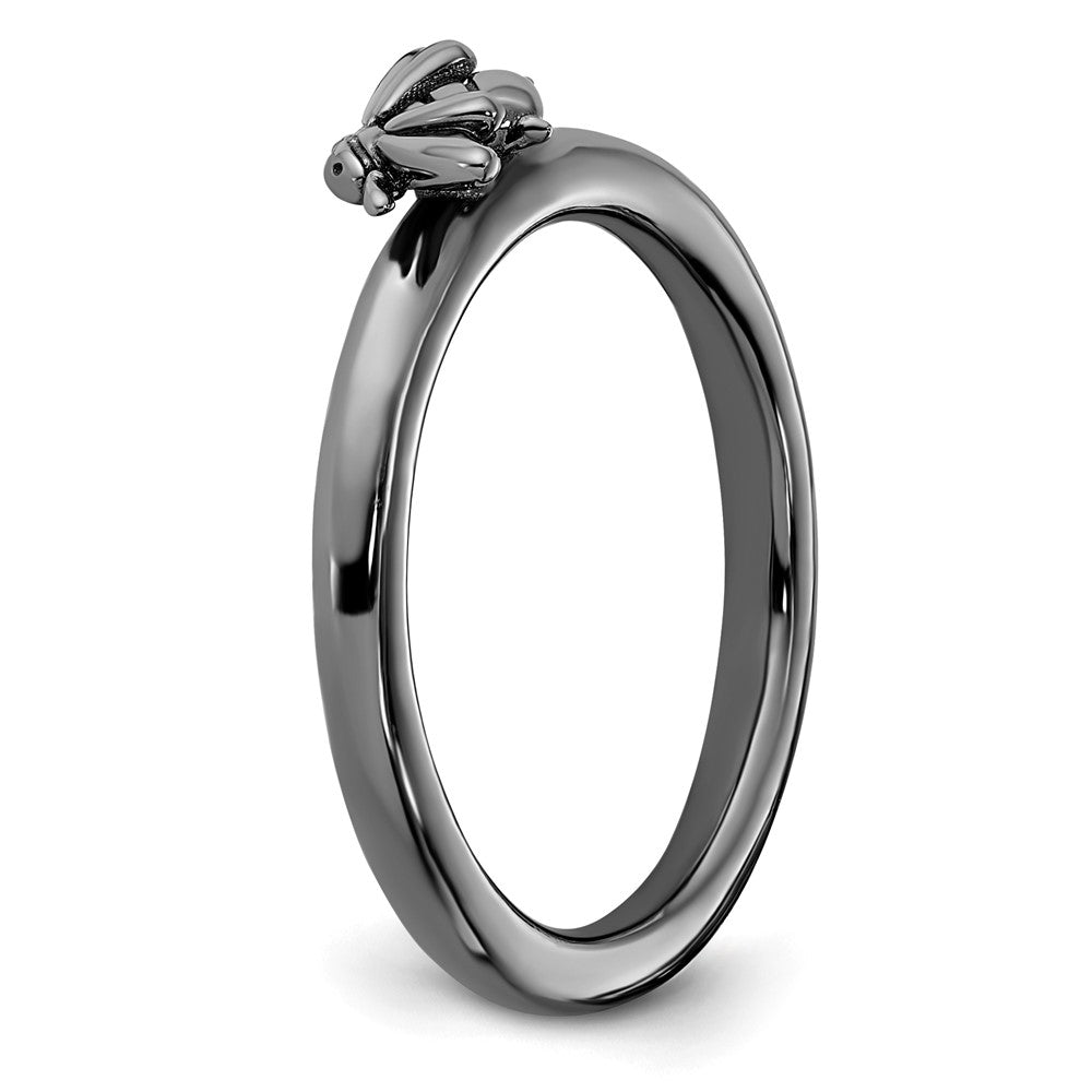 Sterling Silver Stackable Expressions Black Rhodium Bee Ring Size -8