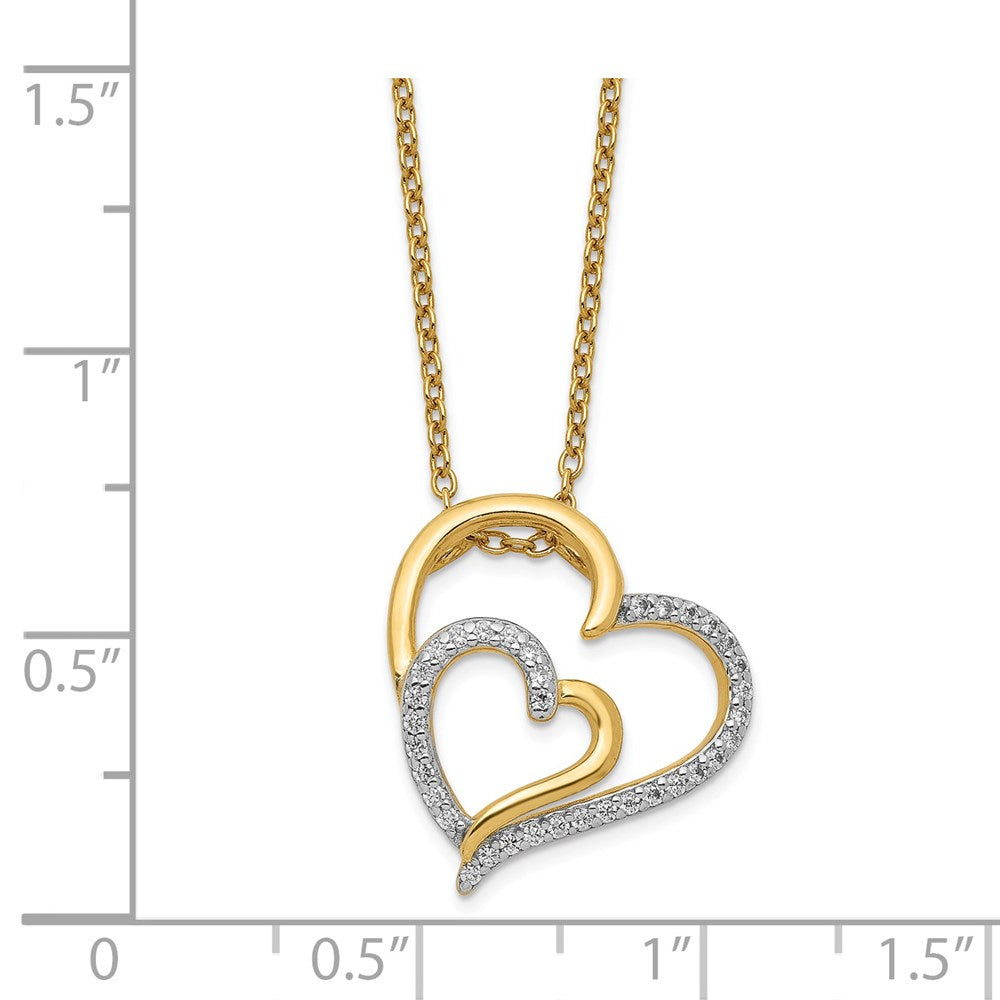 Cheryl M Sterling Silver Gold-plated Brilliant-cut CZ Fancy Double Heart 18 Inch Necklace 18 Inches