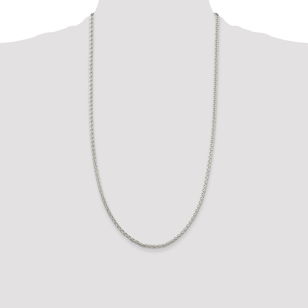 Sterling Silver 2.75mm Diamond-cut Spiga Chain 22 Inches