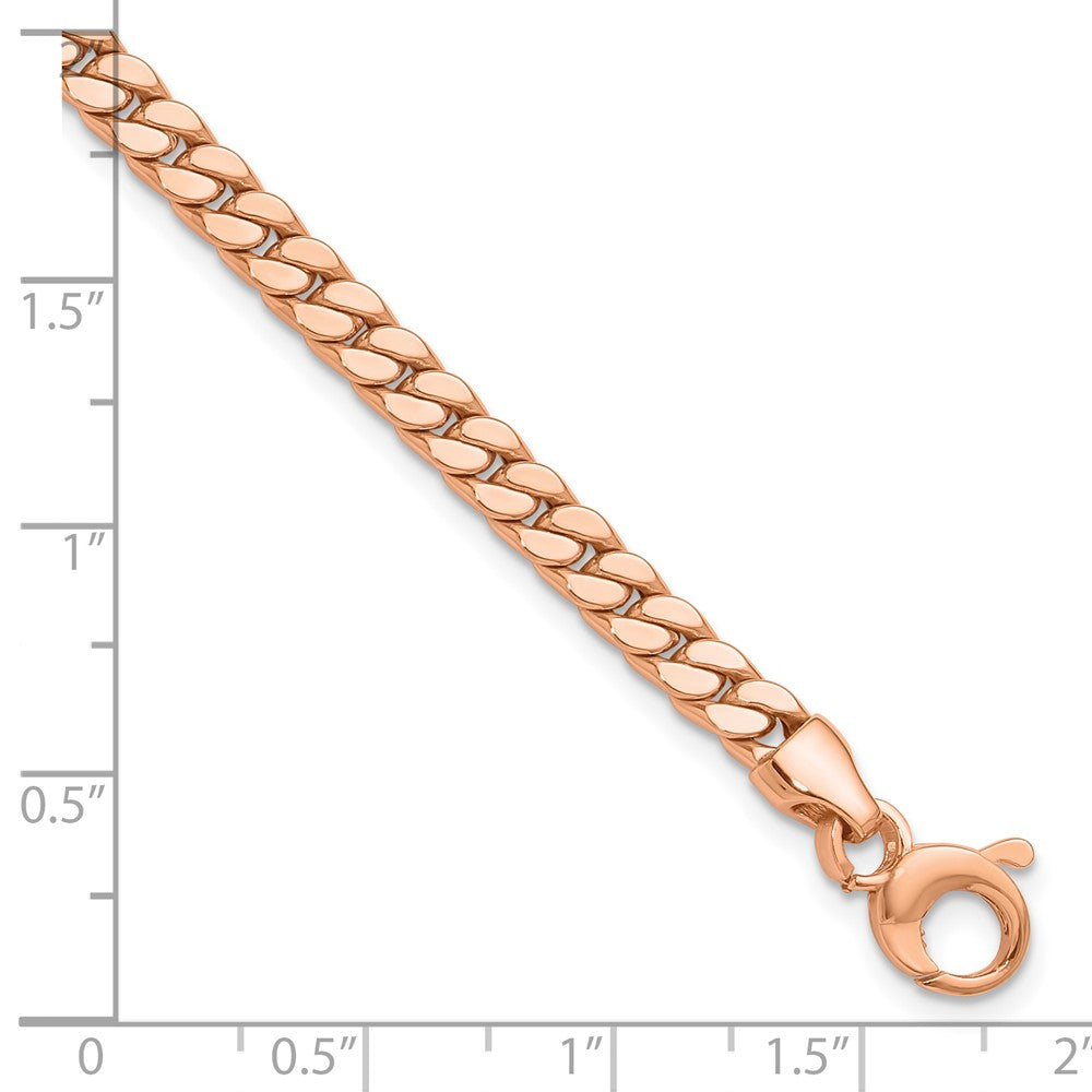 14K Rose Gold Polished Fancy Curb Link Bracelet 7.75  inches