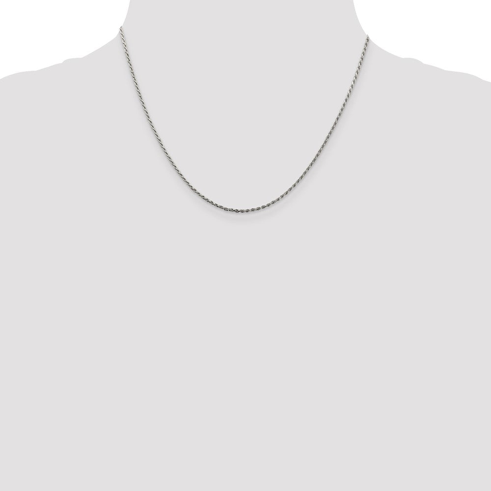 Sterling Silver 1.5mm Diamond-cut Rope Chain 18 Inches