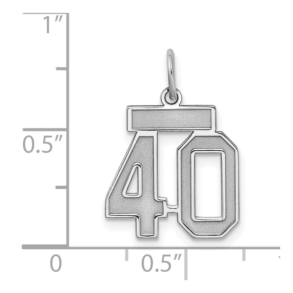 Sterling Silver/Rhodium-plated Satin Number 40 Charm