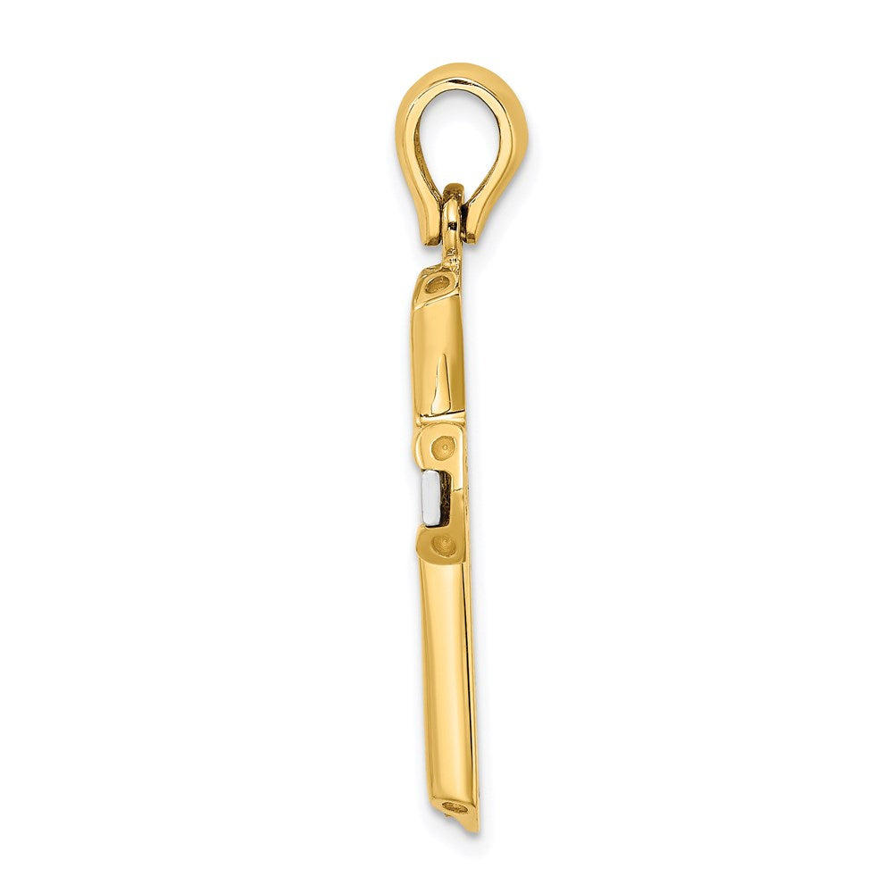 14K Two-tone Polished Cross Charm