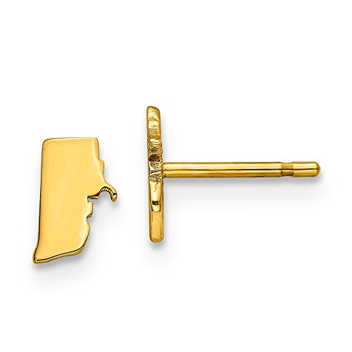 Sterling Silver/Gold-plated Rhode Island State Earrings