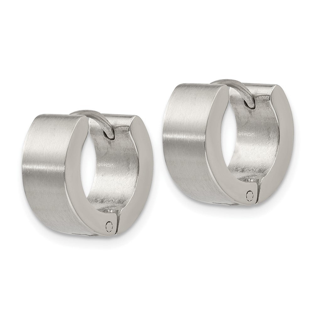 Stainless Steel Brushed and Polished 6mm Hinged Hoop Earrings