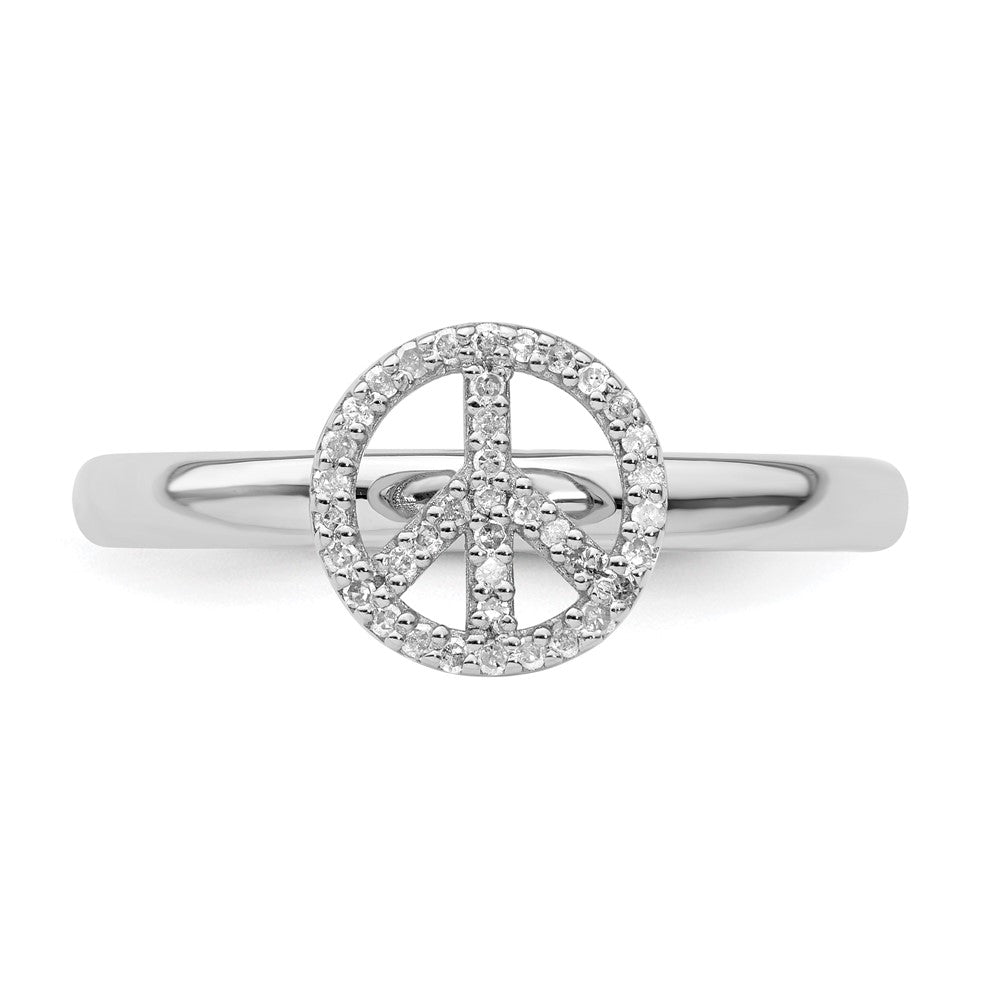 Sterling Silver Stackable Expressions Peace Symbol Diamond Ring Size -5