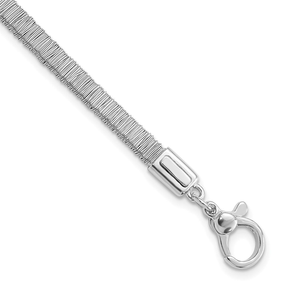 Sterling Silver Polished Wire Wrapped w/1in ext Bracelet