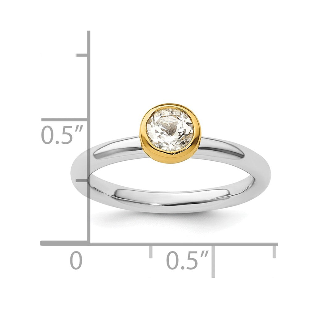 Sterling Silver Stackable Expressions w/Gold-plated White Topaz Ring Size -8