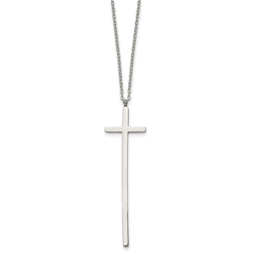 Stainless Steel Polished Cross 30in Necklace