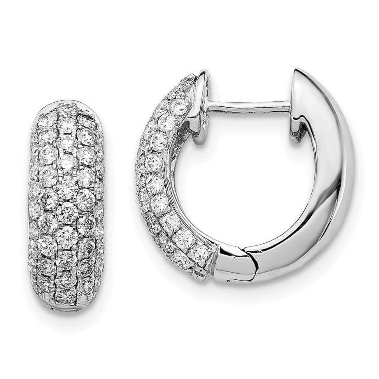 14K White Gold 1 Carat Diamond Pavé Hinged Hoop Earrings