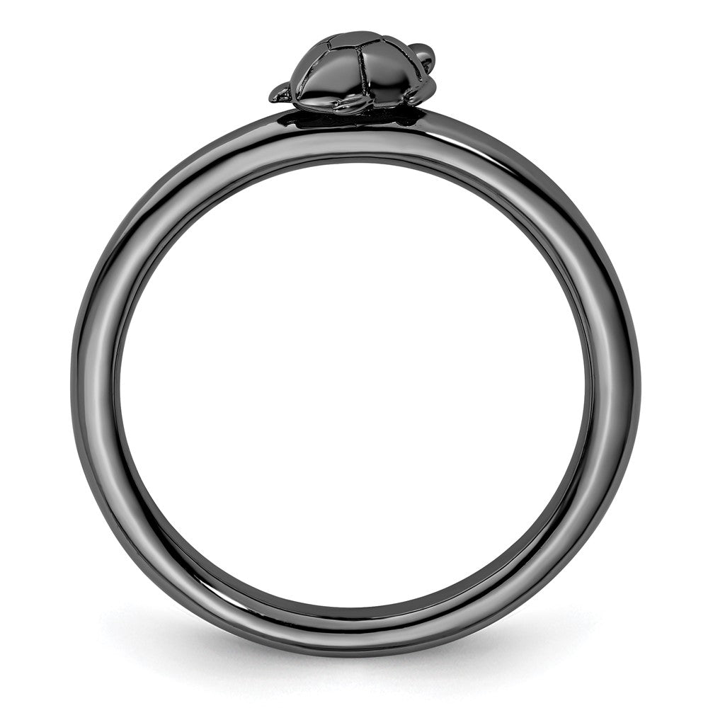 Sterling Silver Stackable Expressions Black-plated Turtle Ring Size -8