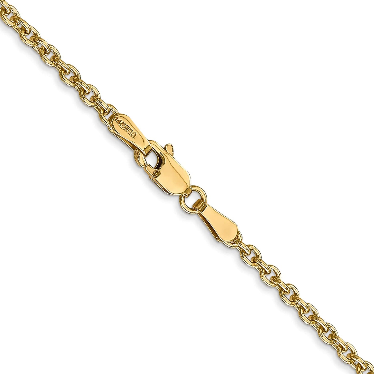 14K 10 inch 2.2mm Forzantine Cable with Lobster Clasp Anklet