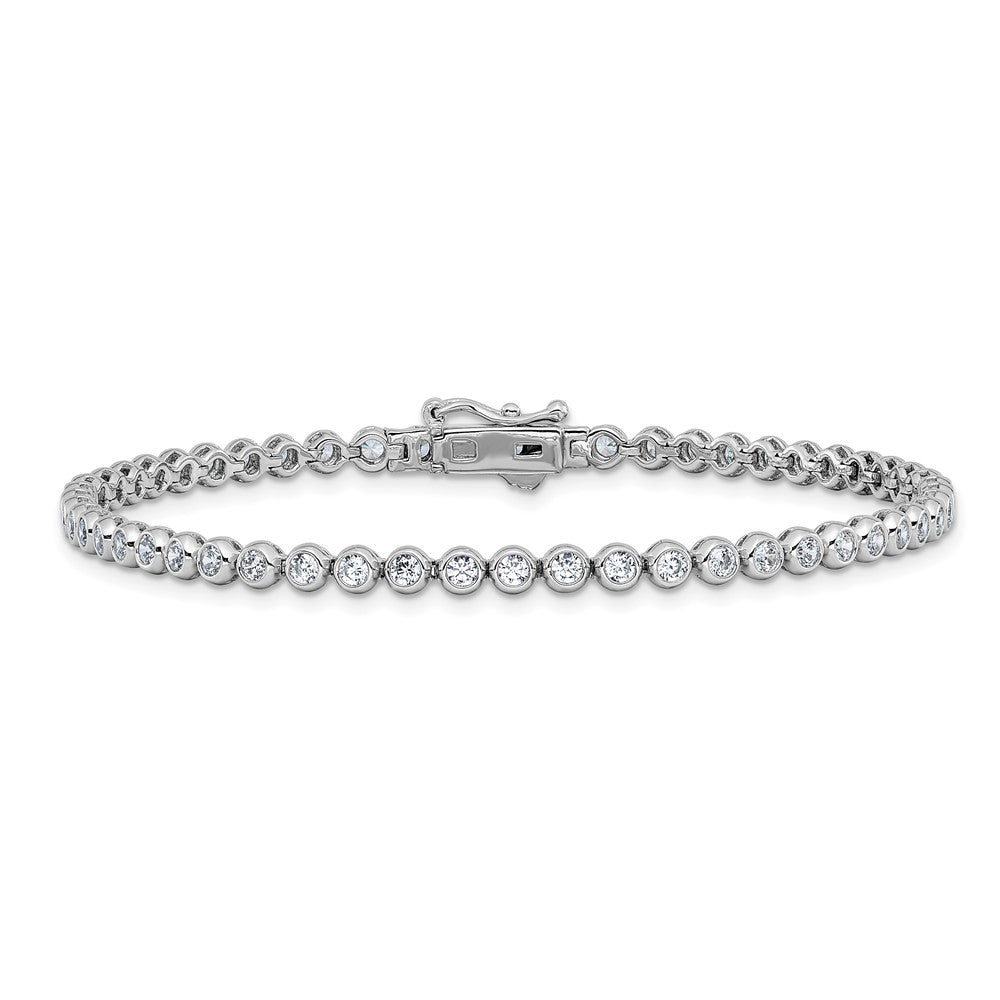 Sterling Shimmer Sterling Silver Rhodium-plated Bezel Set 2.5mm CZ 55 Stone 8 inch Bracelet 8 inches