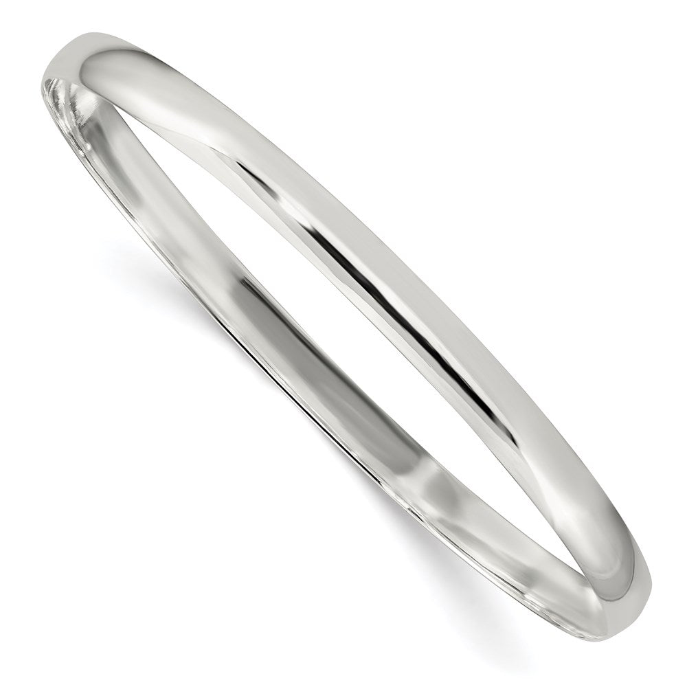 Sterling Silver 4.5mm Solid Polished Plain Slip-On Bangle Bracelet 7.5 inches