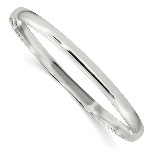 Sterling Silver 4.5mm Solid Polished Plain Slip-On Bangle Bracelet 7.5 inches