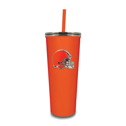 NFL Cleveland Browns Stainless Steel 24 ounce Skinny Tumbler with Emblem and Straw