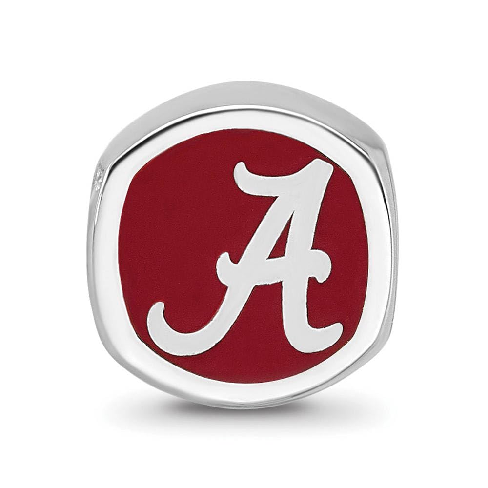 Sterling Silver The U of Alabama Cushion Shaped Logo Bead Charm