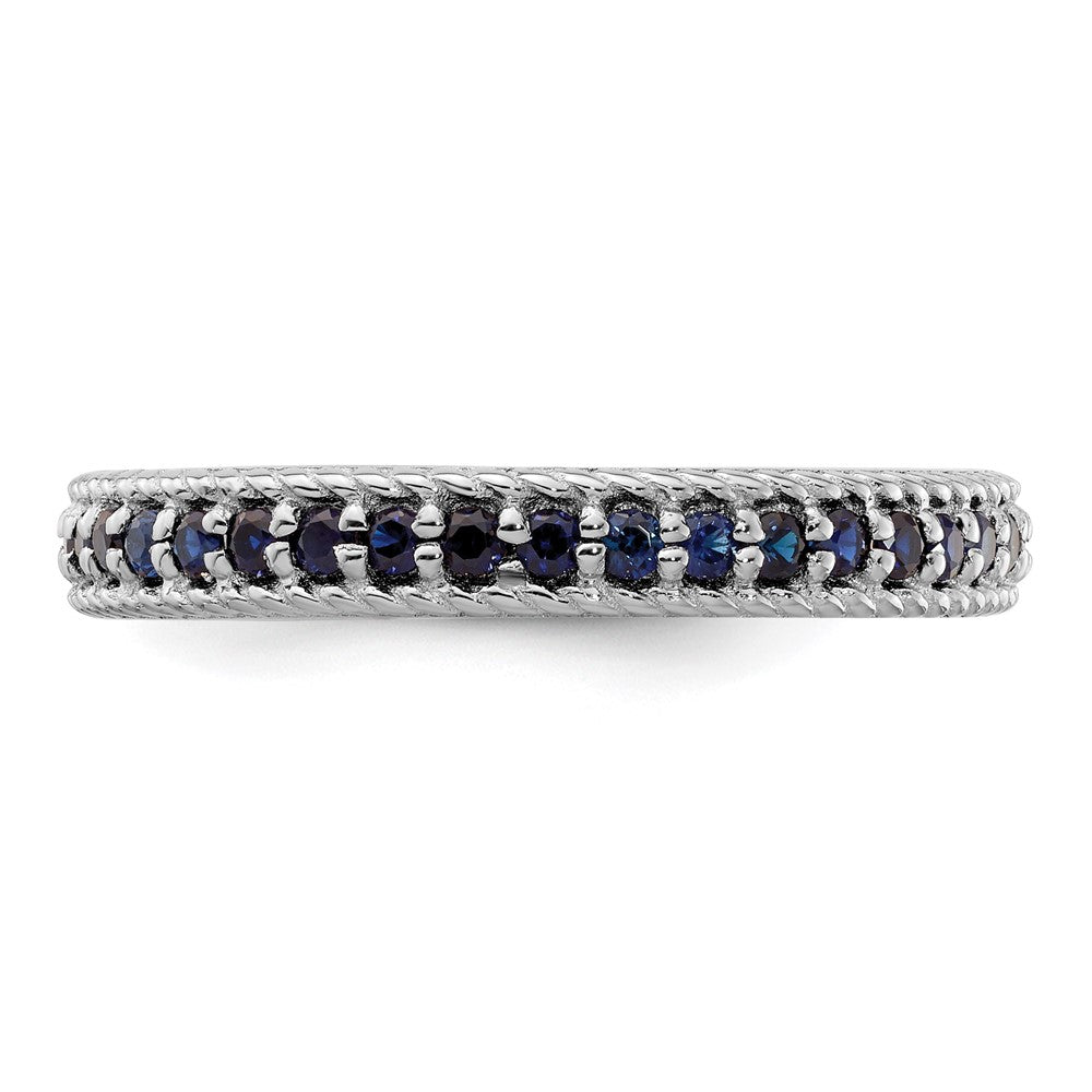 Sterling Silver Stackable Expressions Polished Cr. Sapphire Eternity Ring Size -6