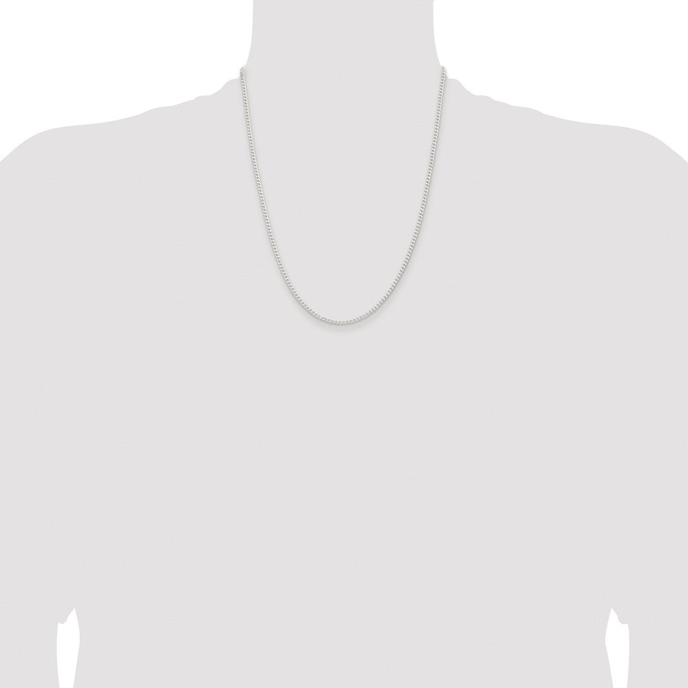 Sterling Silver Rhodium-plated 2.3mm Beveled Curb Chain
