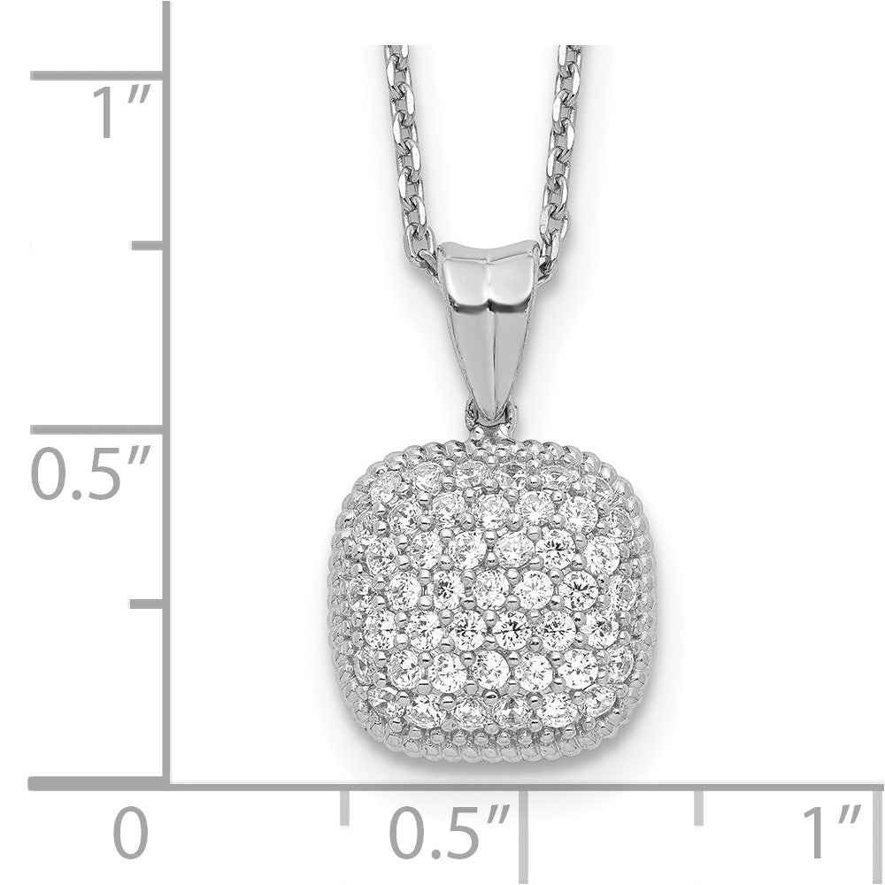 Sterling Shimmer Sterling Silver Rhodium-plated 16 inch 49 Stone Square CZ Necklace with 2 inch extender 16 Inches