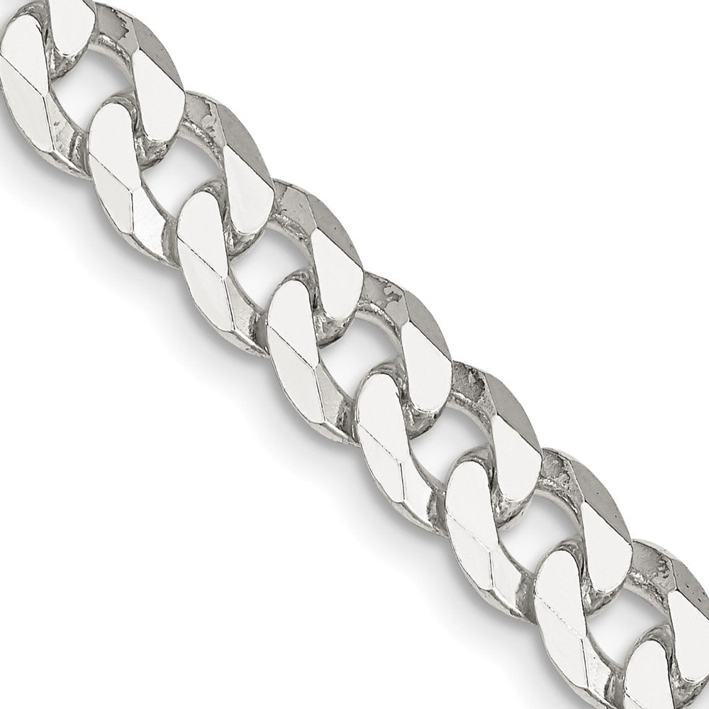 Sterling Silver 7mm Beveled Curb Chain 24 Inches