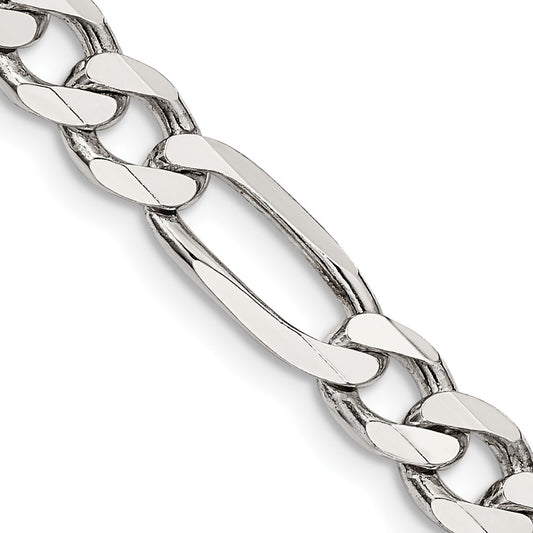 Sterling Silver 6.75mm Figaro Chain 26 Inches