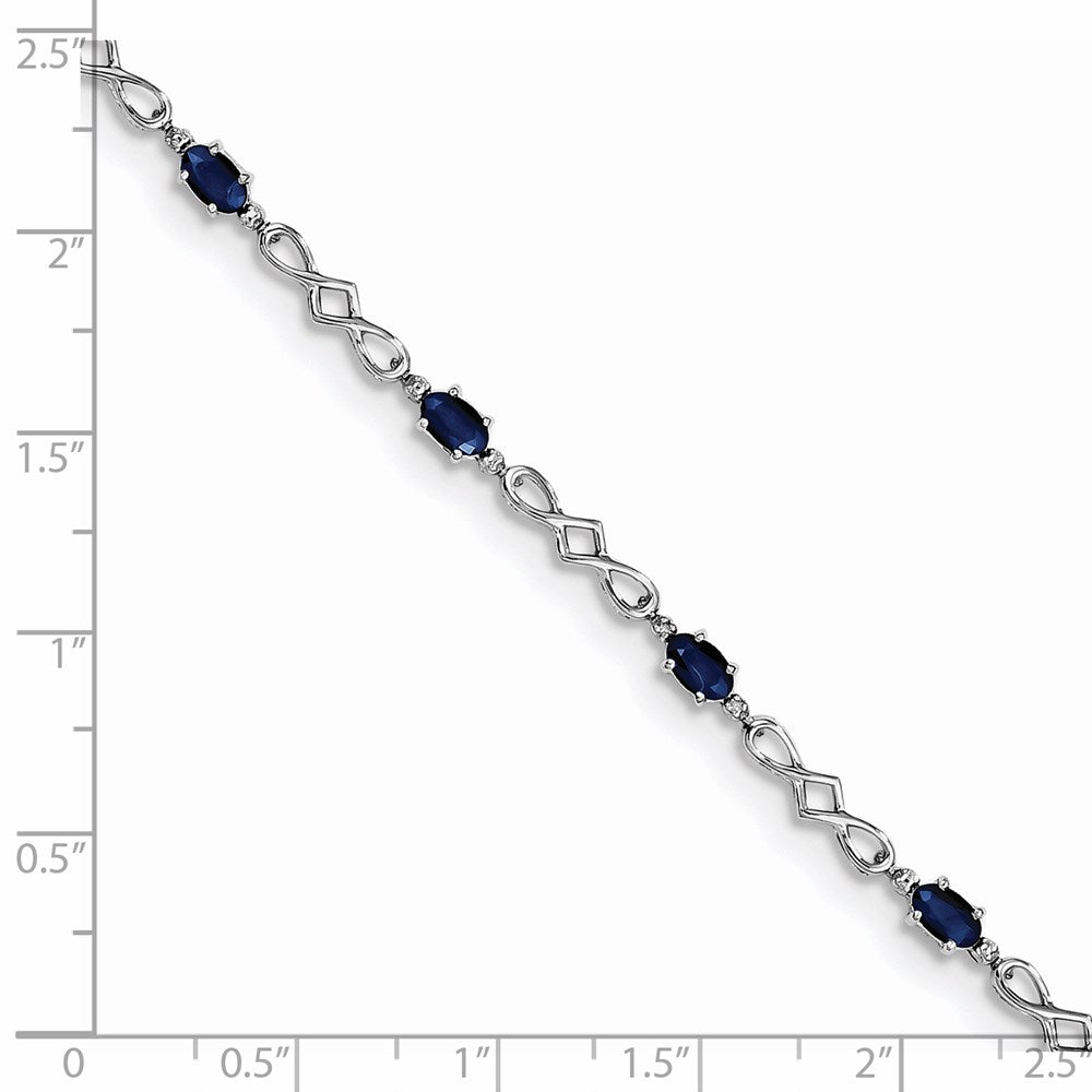 Sterling Silver Rhodium-plated Sapphire and Diamond Bracelet 7 inches