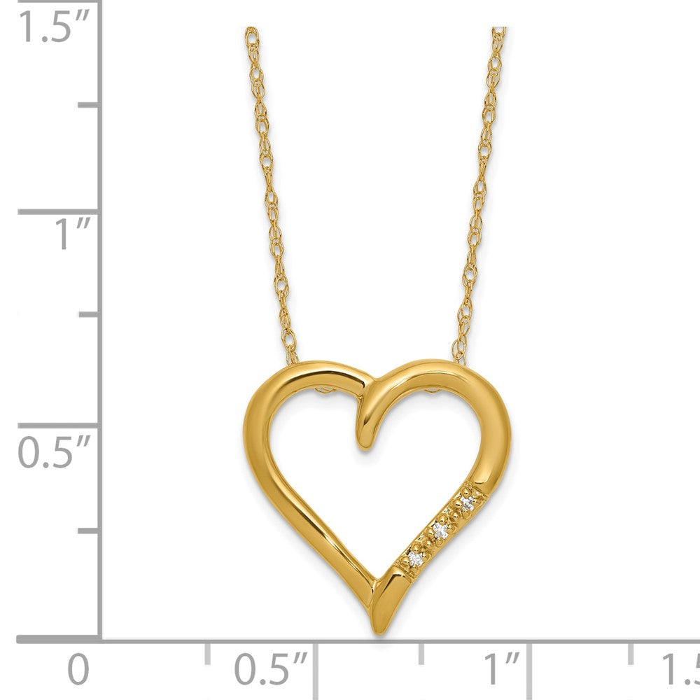 W/ chain,10K YG heart pendant, 3 - .005 Rd Dias - Dias:S43