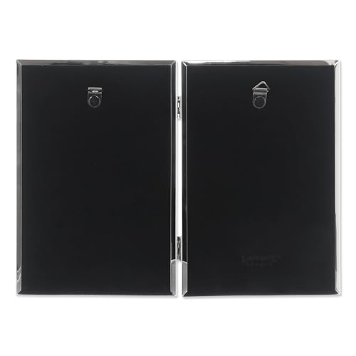 Lawrence Frames 4x6 Hinged Double (Vertical) Metal Picture Frame Silver-Plate with Delicate Beading