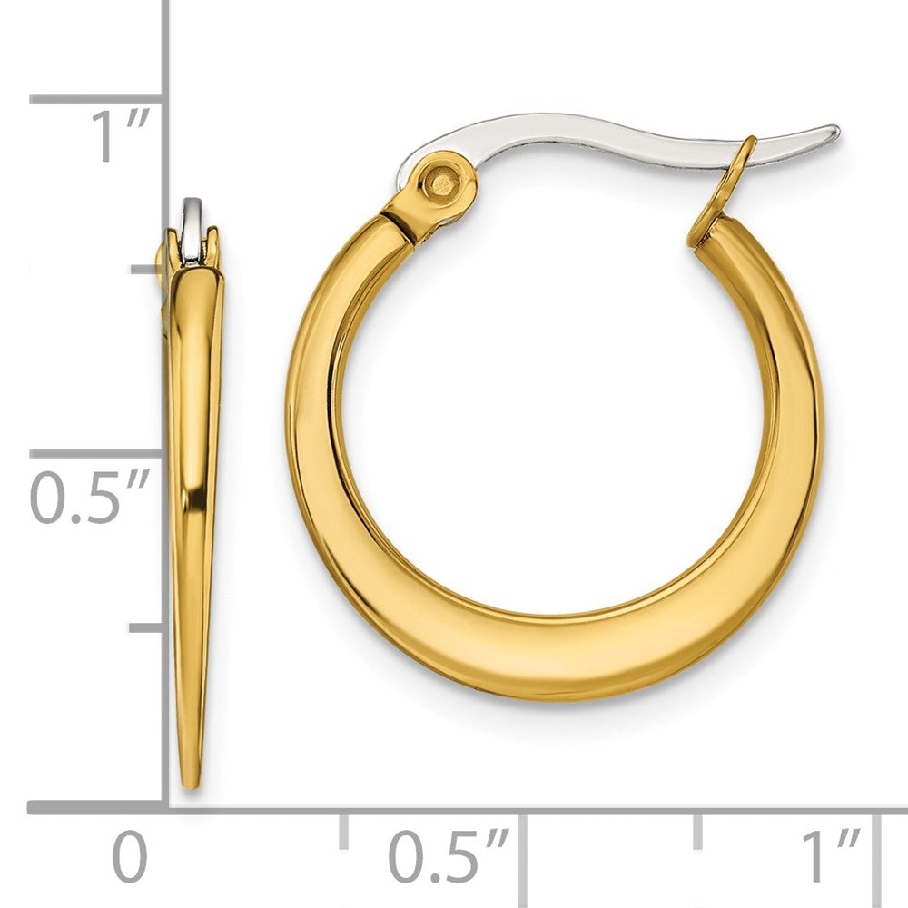 Stainless Steel Polished Yellow IP Tapered 19mm Diameter Hoop Earrings