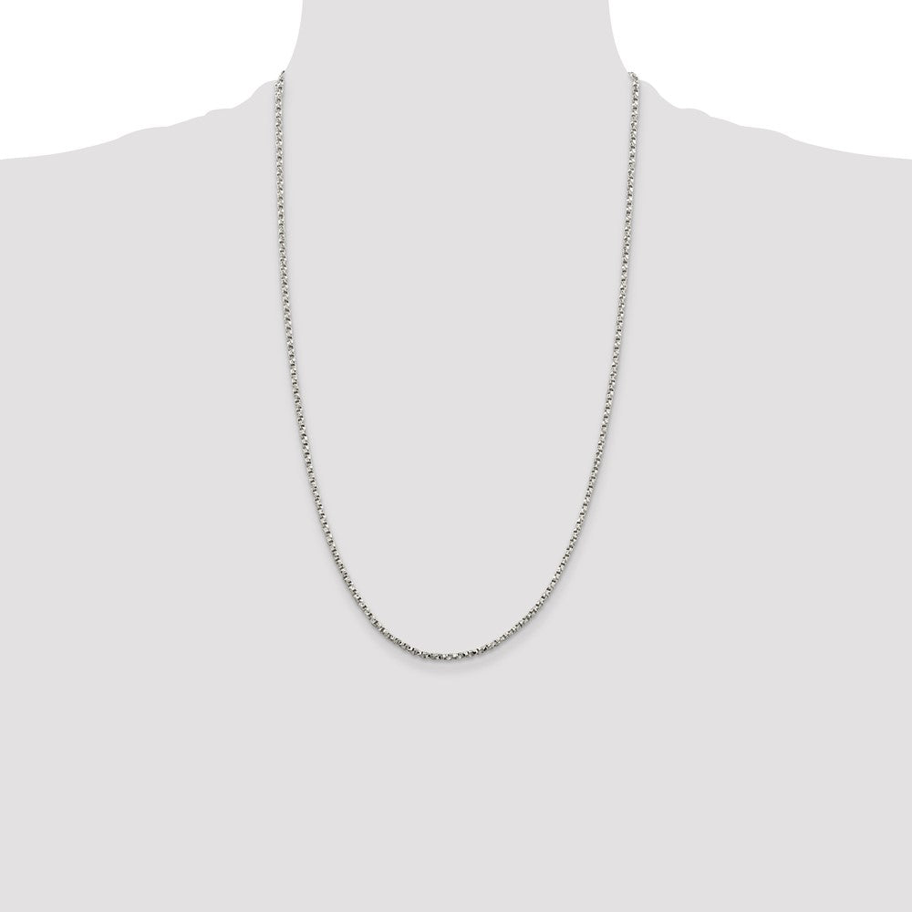 Sterling Silver 2.25mm Twisted Box Chain 26 Inches