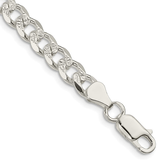 Sterling Silver 7mm Pav‚ Curb Chain 8 inches