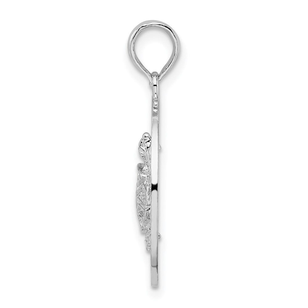 De-Ani Sterling Silver Rhodium-Plated Pentwater Michigan Circle with Turtle Pendant