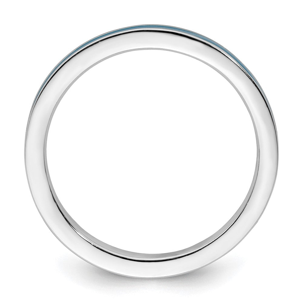 Sterling Silver Stackable Expressions Blue Enameled 2.25mm Ring Size -9