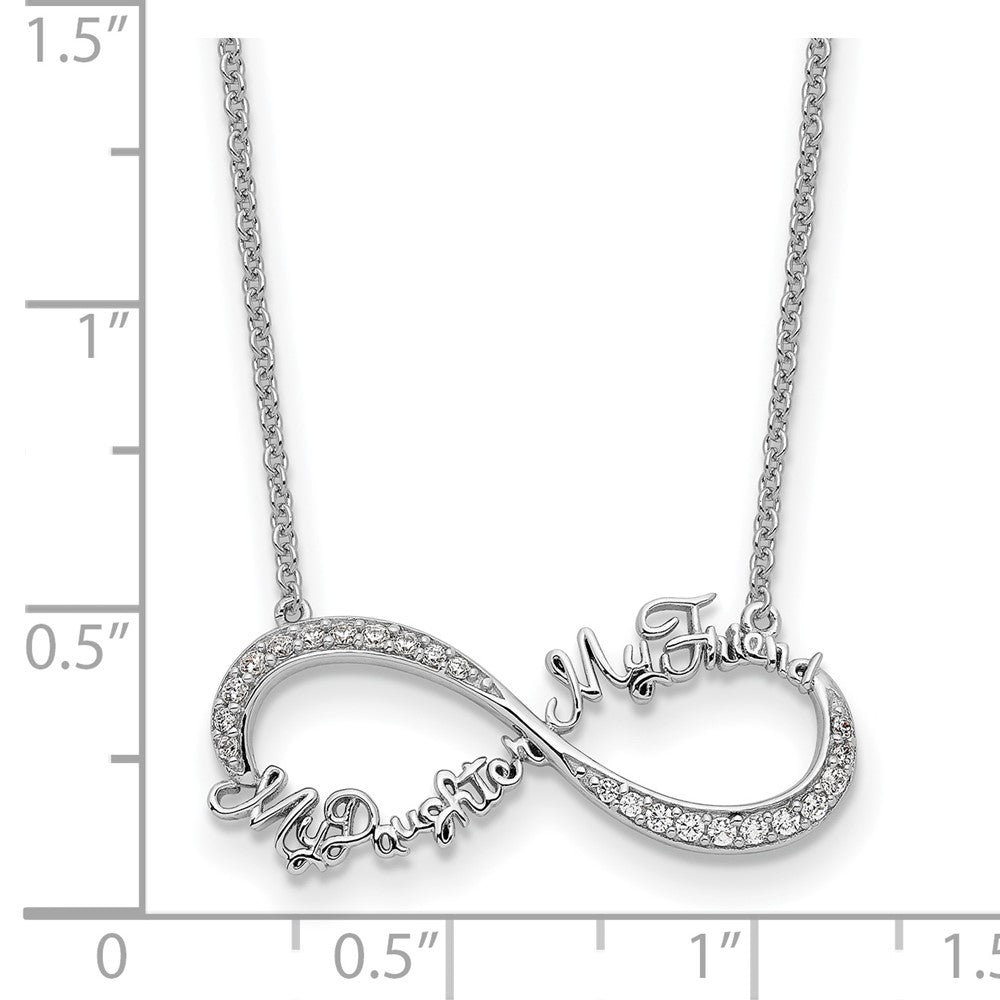 Sentimental Expressions Sterling Silver Rhodium-plated CZ My Daughter My Friend 18in Necklace 17 Inches