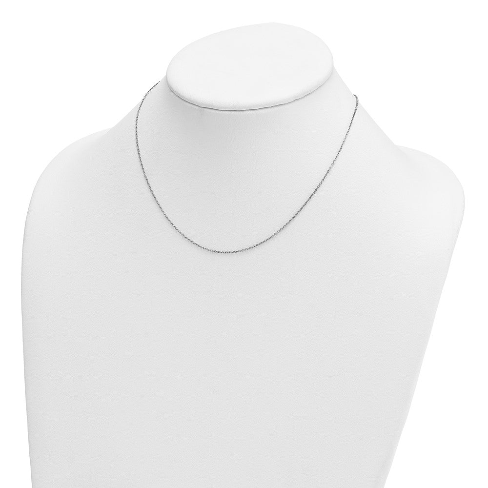 Sterling Silver Platinum-plated Thin 16 inch with a 2 inch extention Cable Chain