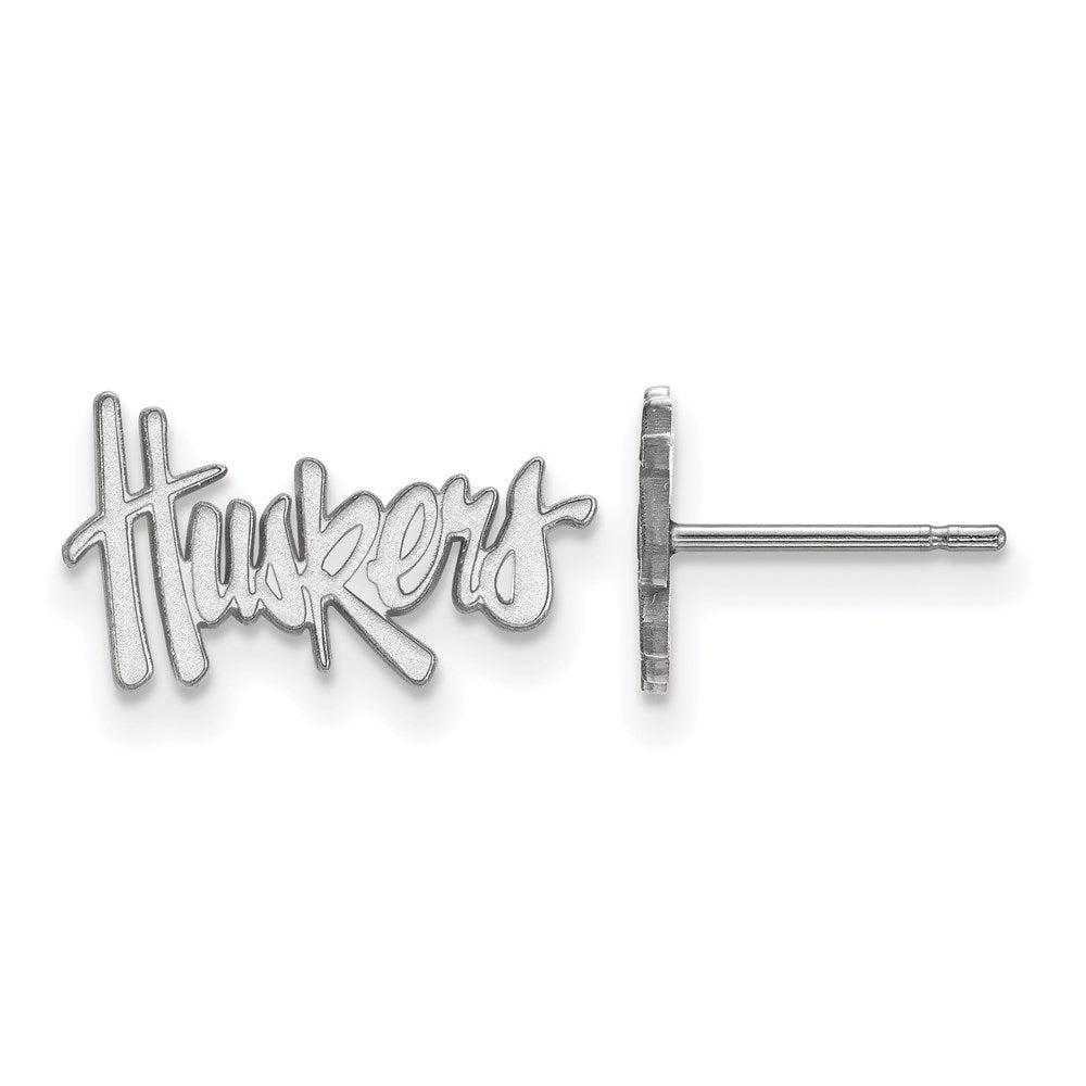 Sterling Silver Rhodium-plated LogoArt University of Nebraska Huskers Extra Small Post Earrings Q-SS007UNE