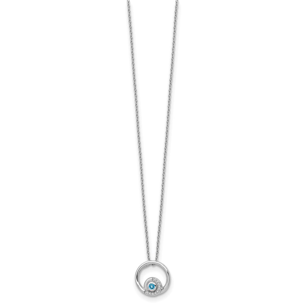 White Ice Sterling Silver Rhodium-plated 18 Inch Blue Topaz and Diamond Necklace with 2 Inch Extender 18 Inches